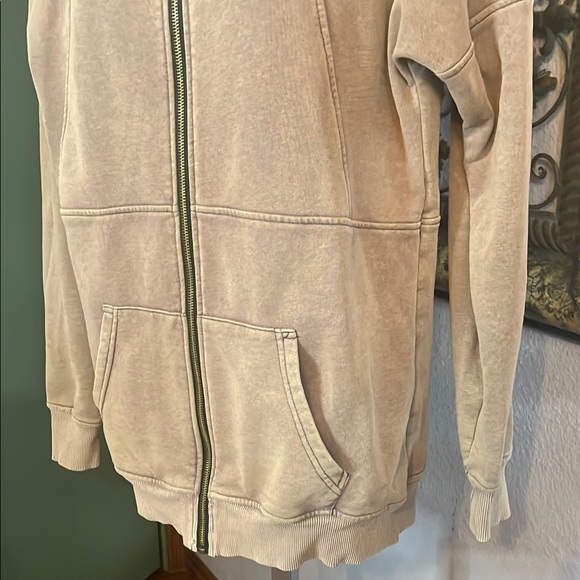 Michelle Mae Brown Zip-Up Jacket Knit kangaroo pockets Sz M - Picture 5 of 10